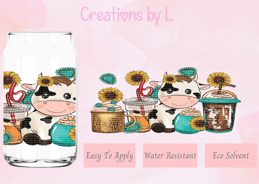 Western Cow Coffee Glass Wrap